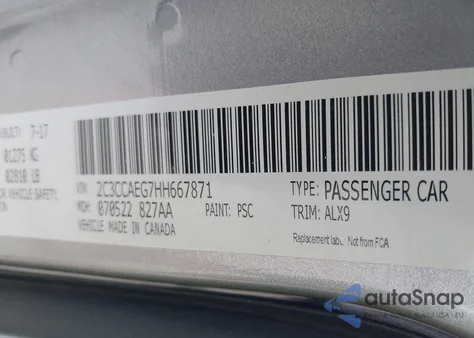 2017 Chrysler 300C z USA, uszkodzony, nr VIN 2C3CCAEG7HH667871